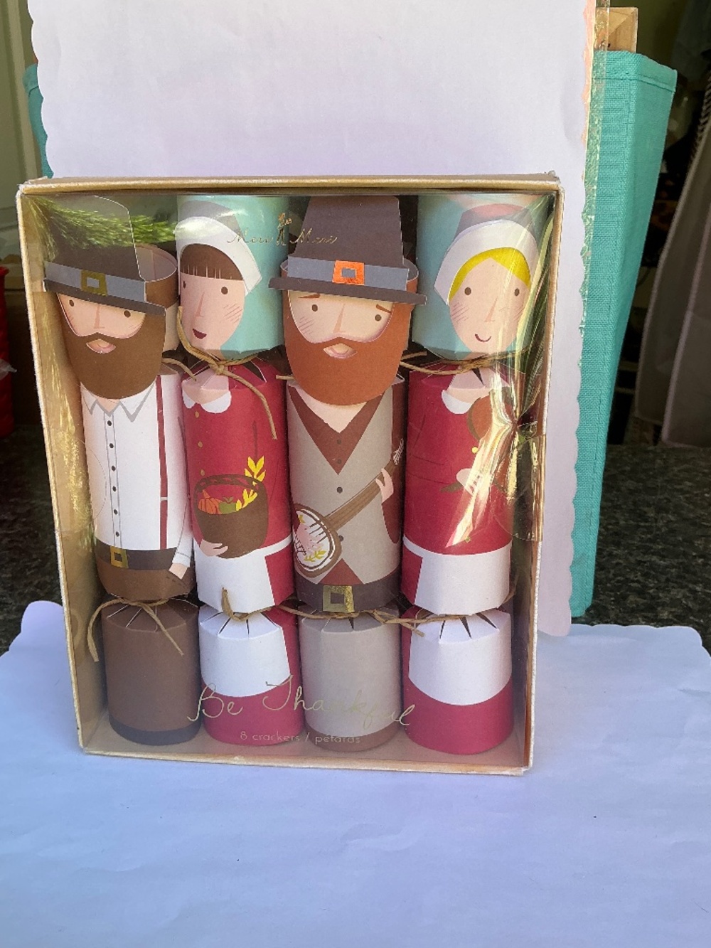 Meri Meri “Be Thankful” Thanksgiving Crackers Boxed Set Woodland Folk Art Decor